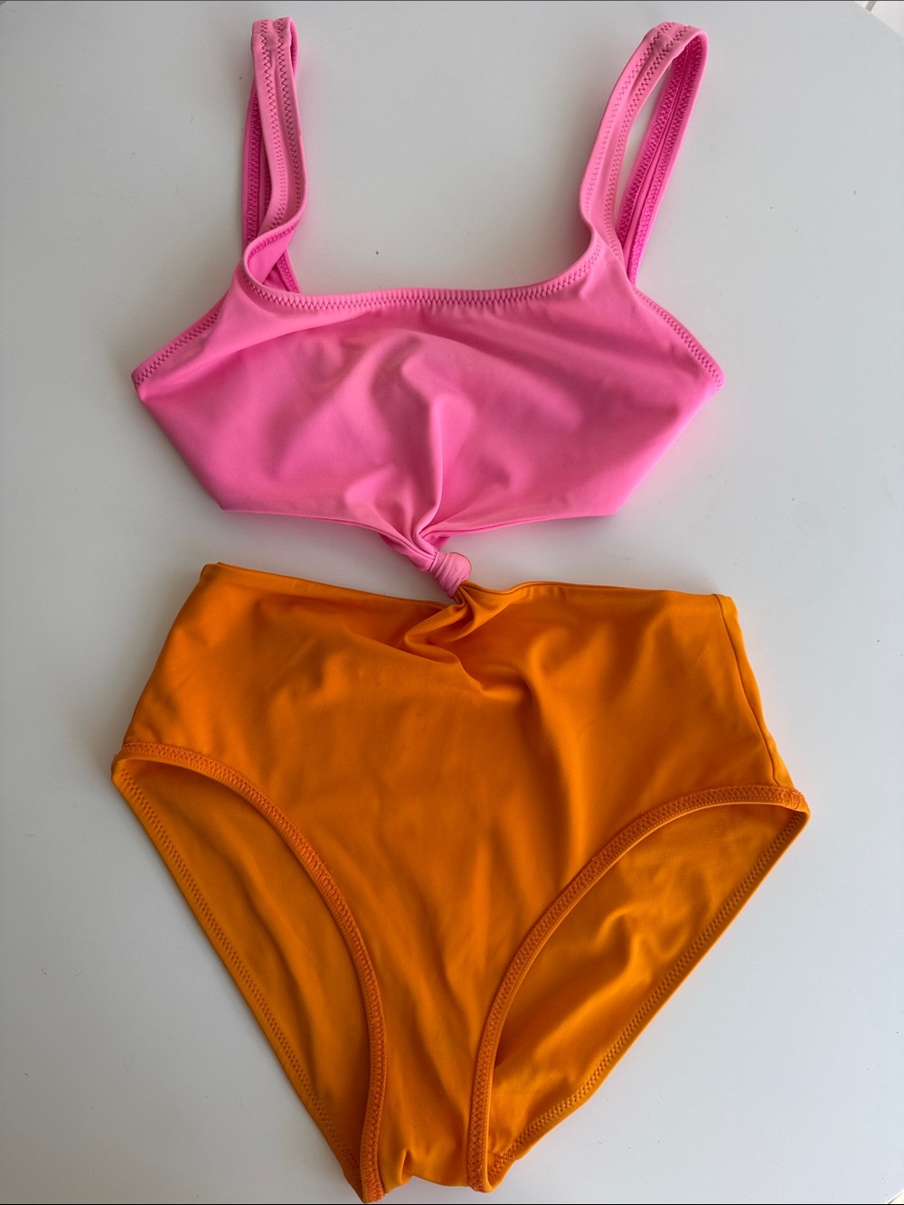 SOLID & STRIPED Pink and Orange Two-Piece Swim Set
